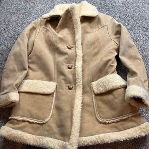 Fingerhut Fashions Jacket Womens Medium‎ Suede Sherpa Lined Camel Tan